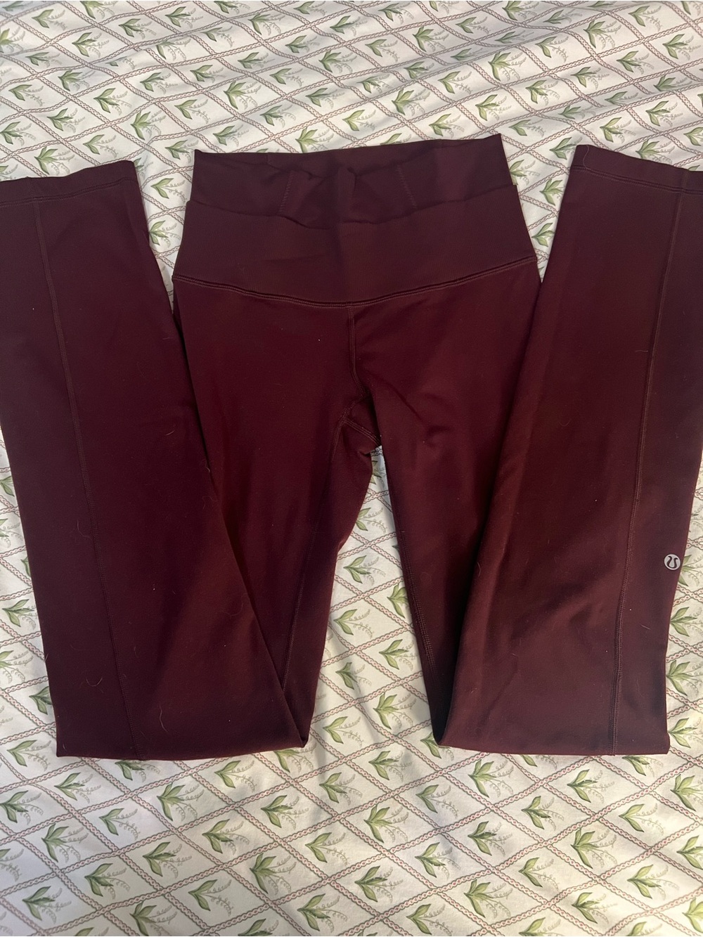 Women’s Lululemon High Double Lined Waist Leggings with Flare - Wine Burgundy